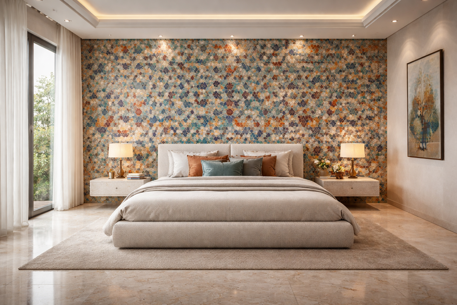 Papier Peint Panoramique Zellige Coloré Maroc Premium | Pixara