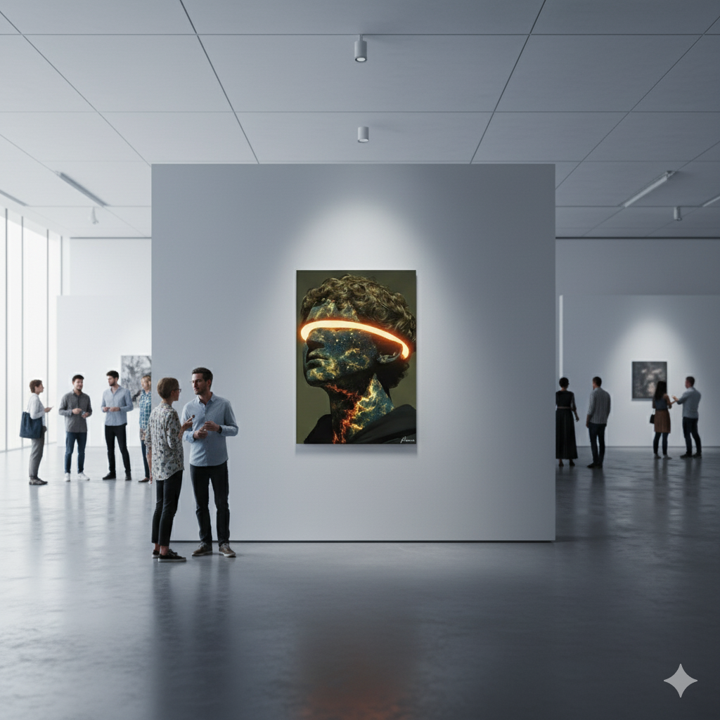 Toile Neon artistique – Le Porteur de Lumière