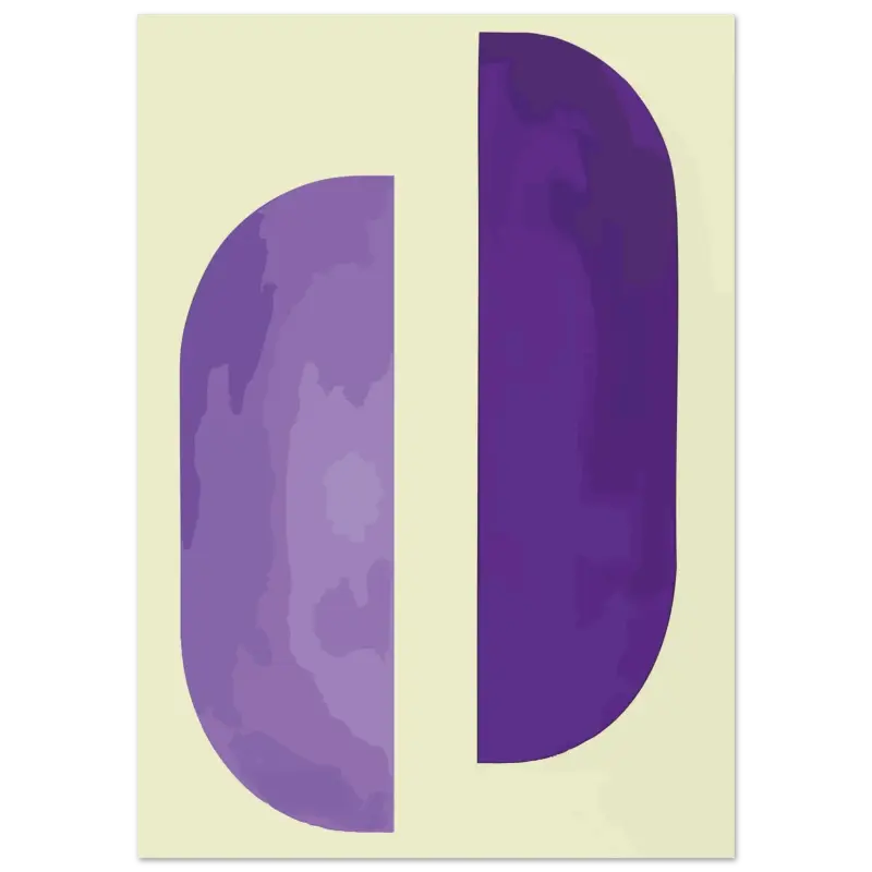 Graphique de lettre abstraite violette « d » sur un fond de couleur crème.