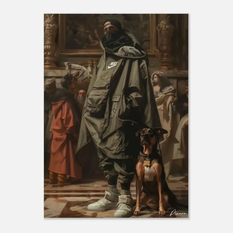 Imperméable à capuche Nike vert olive avec plusieurs poches et un logo swoosh blanc.