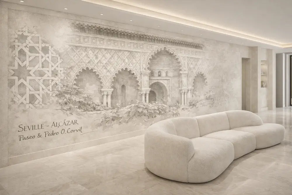 Alcázar de Séville — Fresque Panoramique Aquarelle Architectural