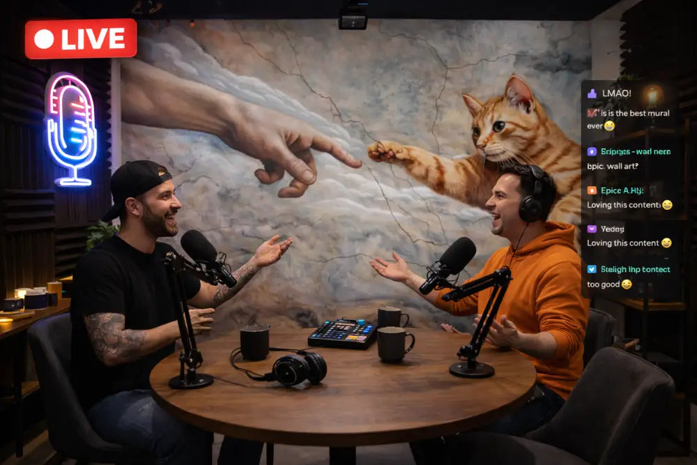 Panneau en forme de microphone bleu néon