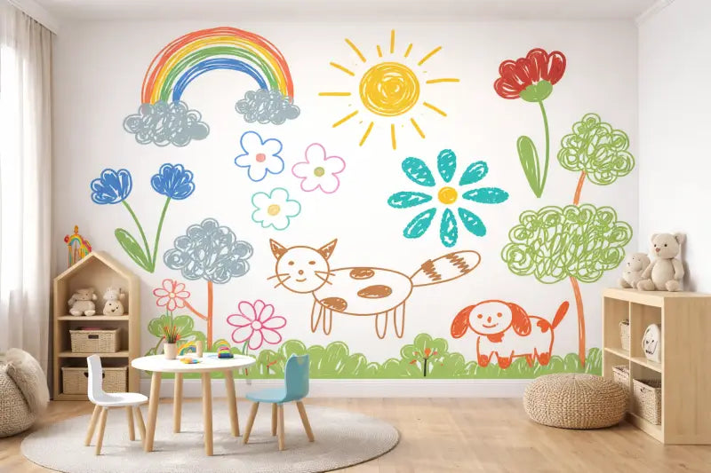 Papier Peint Panoramique Enfant: Le Jardin des Rêves - Premium 173g/m² (Pré-encollé) - papier peints