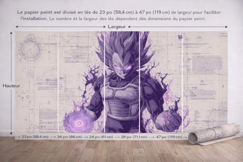 Papier Peint Panoramique Guerrier Aura Électrique | Mur d’Accent Manga - PIXARA - papier peints