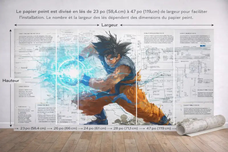 Papier Peint Panoramique Guerrier Énergie Explosive | Mur d’Accent Manga - PIXARA - papier peints