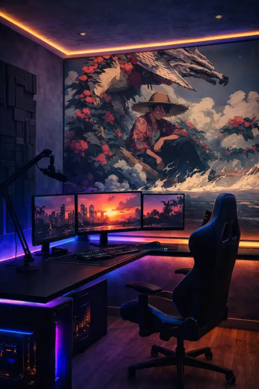 Papier Peint Panoramique Manga: Luffy & Dragon Spirit - papier peints