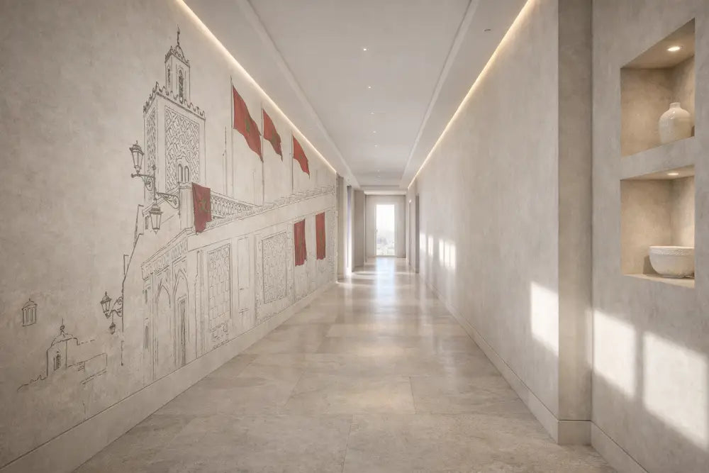 Papier Peint Panoramique Maroc Rouge Premium | Pixara