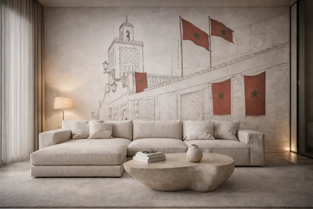 Papier Peint Panoramique Maroc Rouge Premium | Pixara