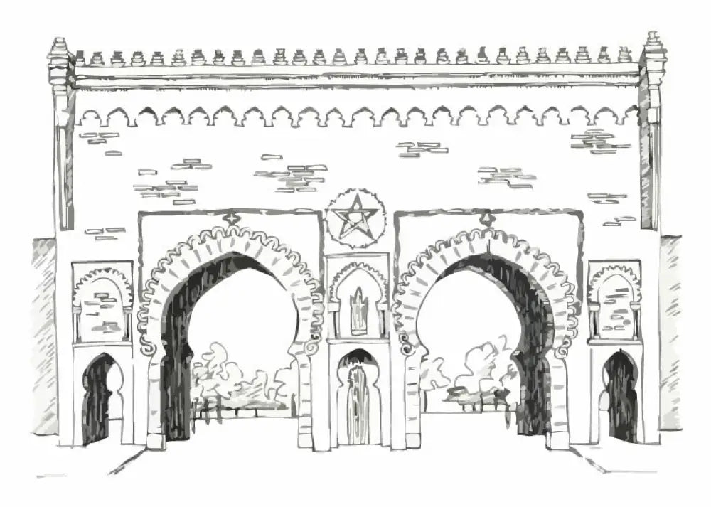 Porte Marocaine Monumentale – Papier Peint Panoramique Architectural Premium | Pixara