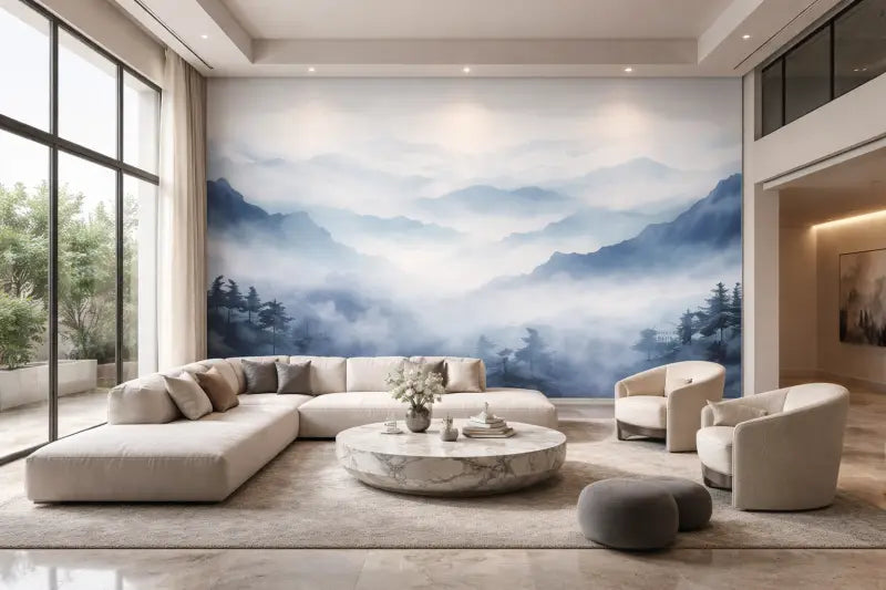 Canapé d’angle beige avec des coussins doux et moelleux et un design moderne minimaliste.