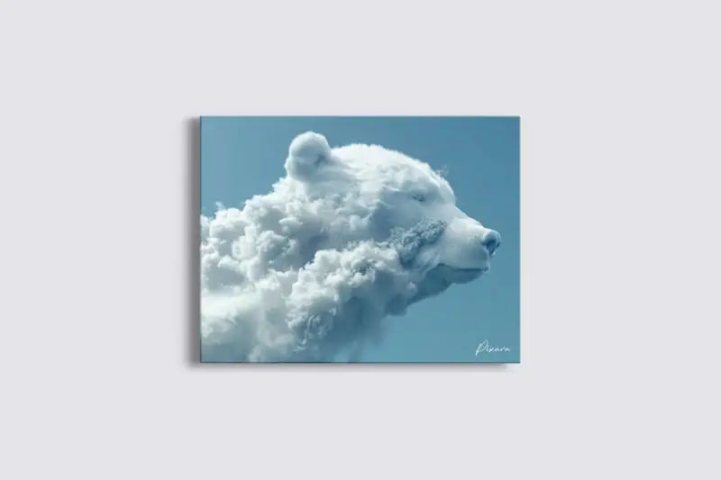 Une sérénité impression sur toile représentant un ours blanc moelleux sculpté à partir de nuages sur un ciel bleu doux.