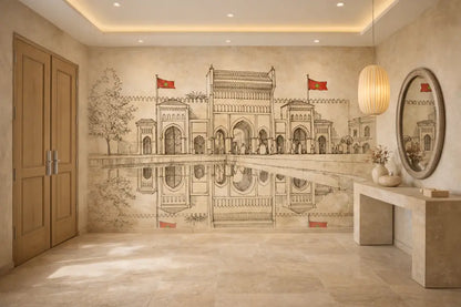 Papier Peint Panoramique Porte Monumentale Maroc Premium | Pixara