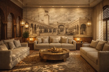 Papier Peint Panoramique Essaouira Noir & Blanc Premium | Pixara