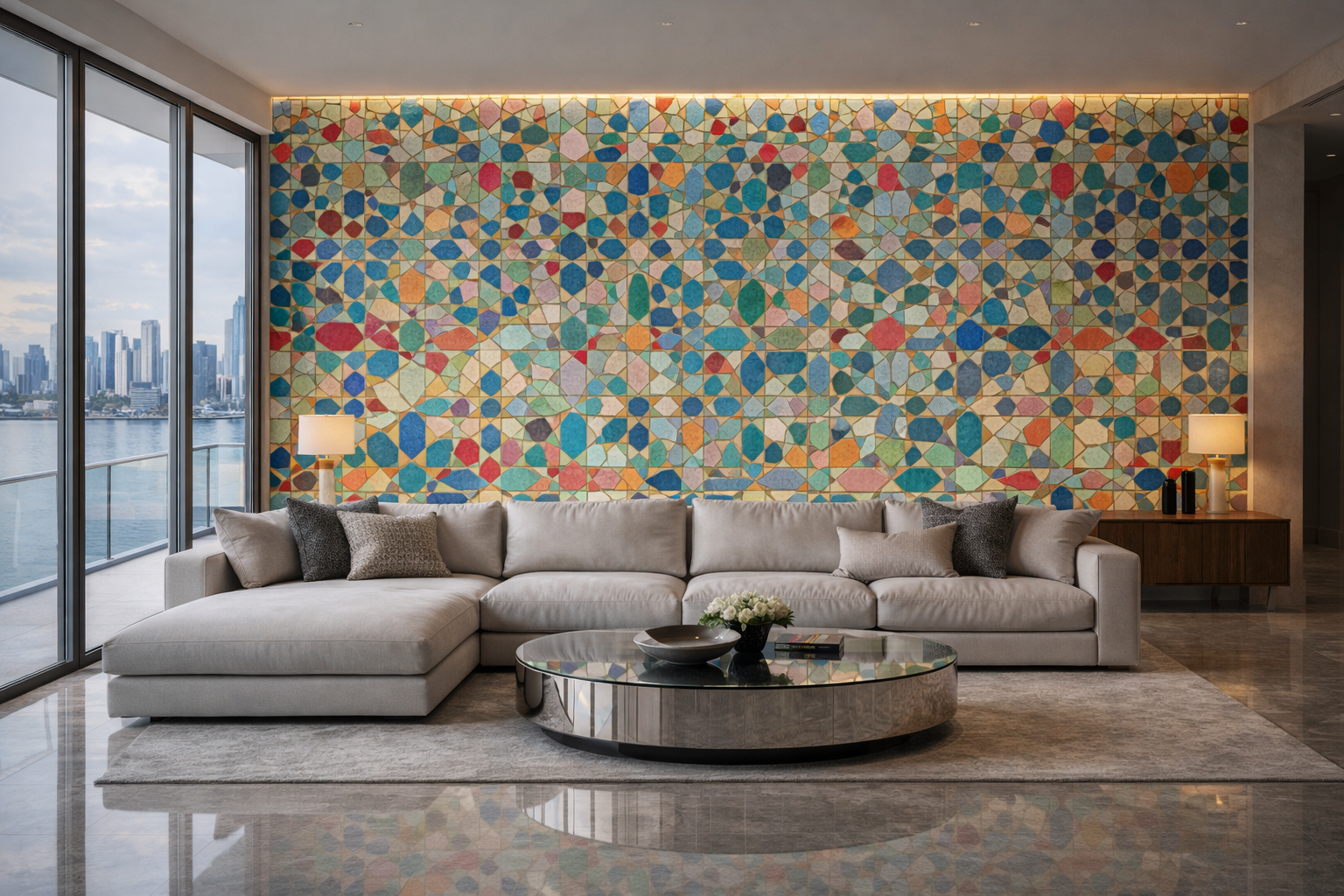 Papier Peint Panoramique Zellige Coloré Maroc Premium | Pixara