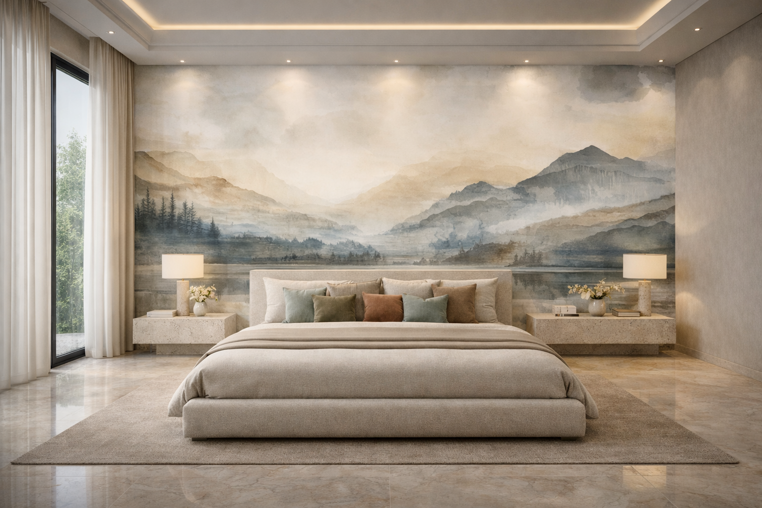 Papier Peint Panoramique Lac & Montagnes Dorées – Reflet Boréal | Pixara