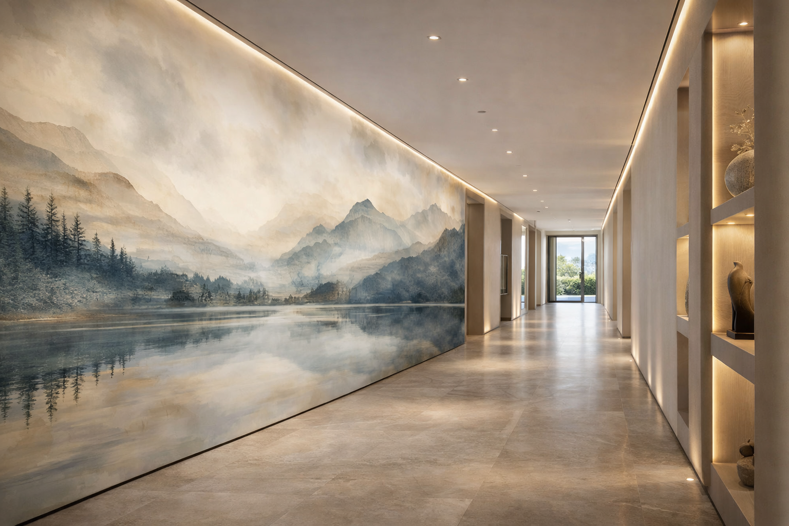 Papier Peint Panoramique Lac & Montagnes Dorées – Reflet Boréal | Pixara