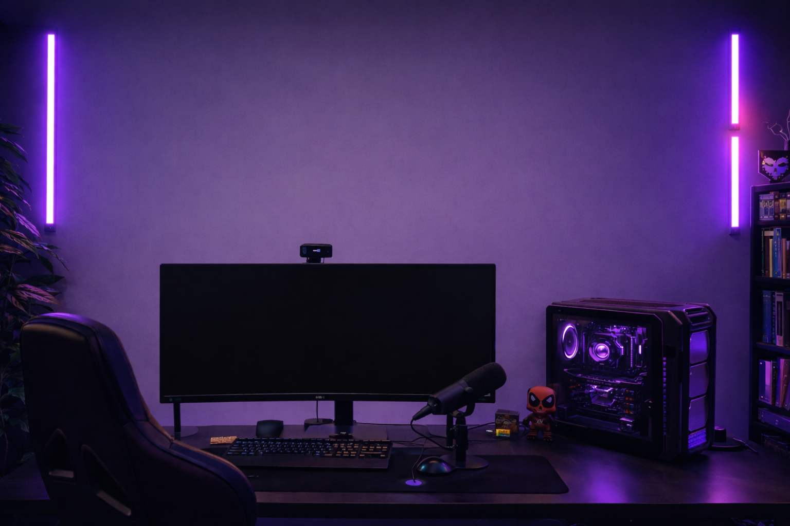 Moniteur incurvé noir avec un design élégant et minimaliste et des bordures fines