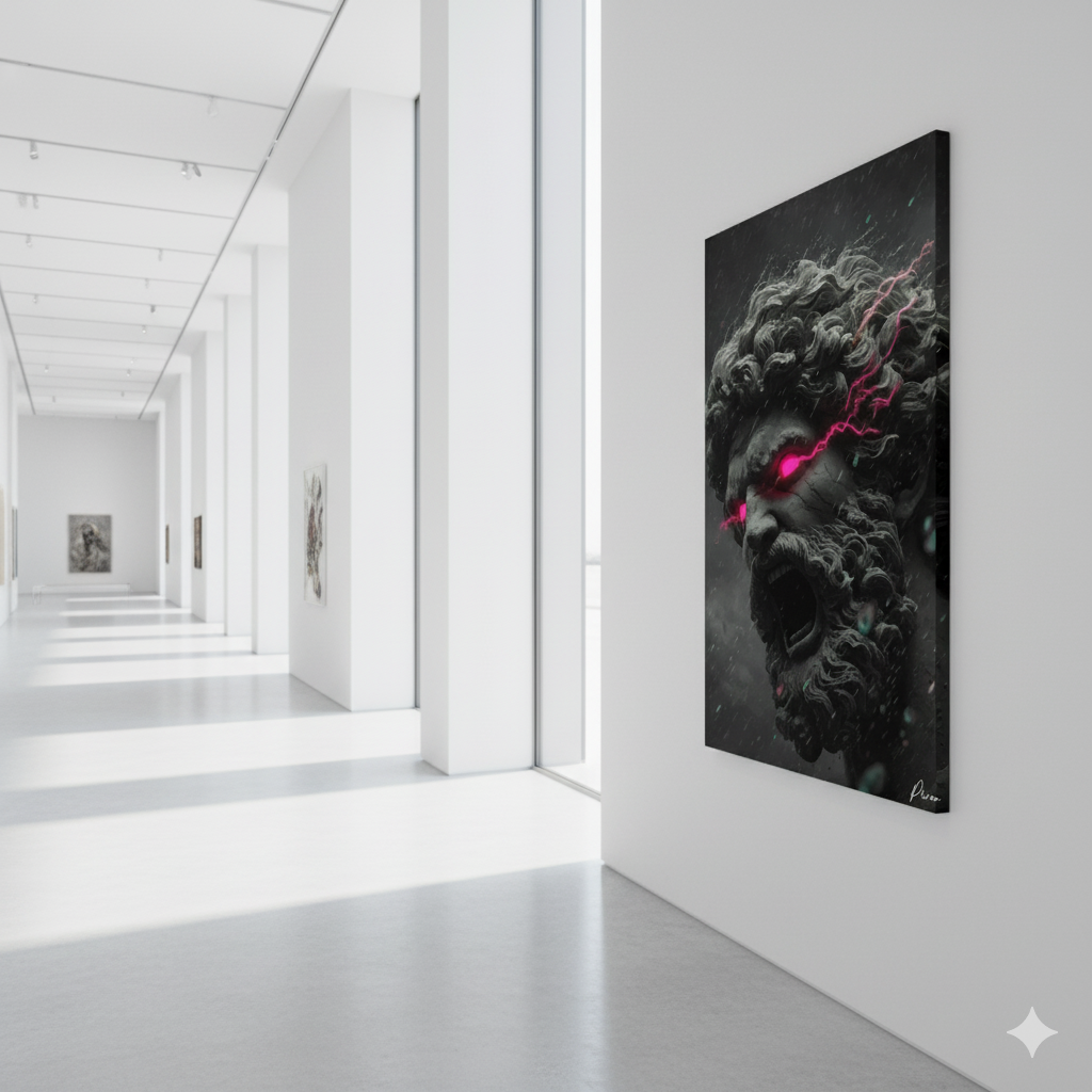 Toile neon artistique – Le Cri des Dieux