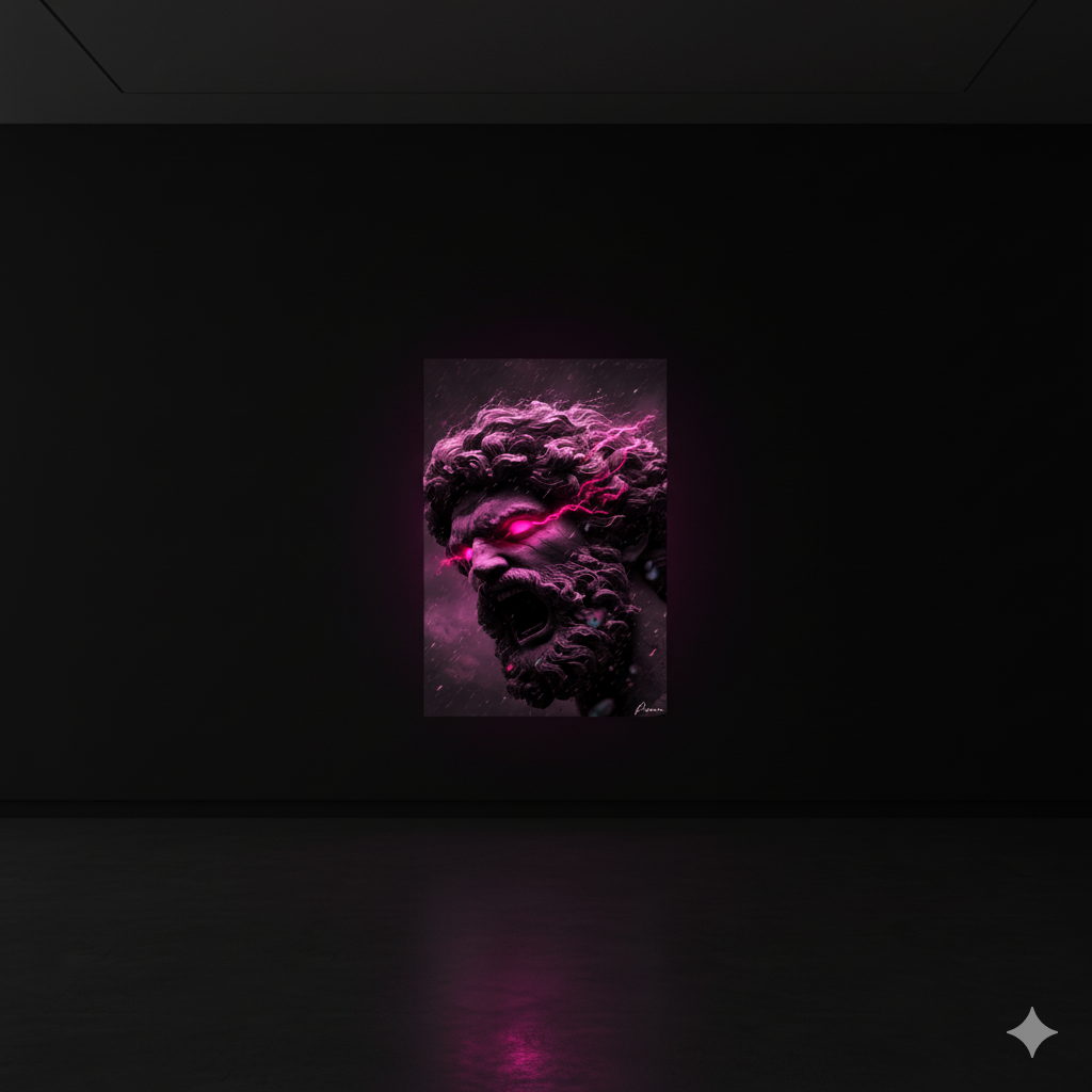 Toile neon artistique – Le Cri des Dieux