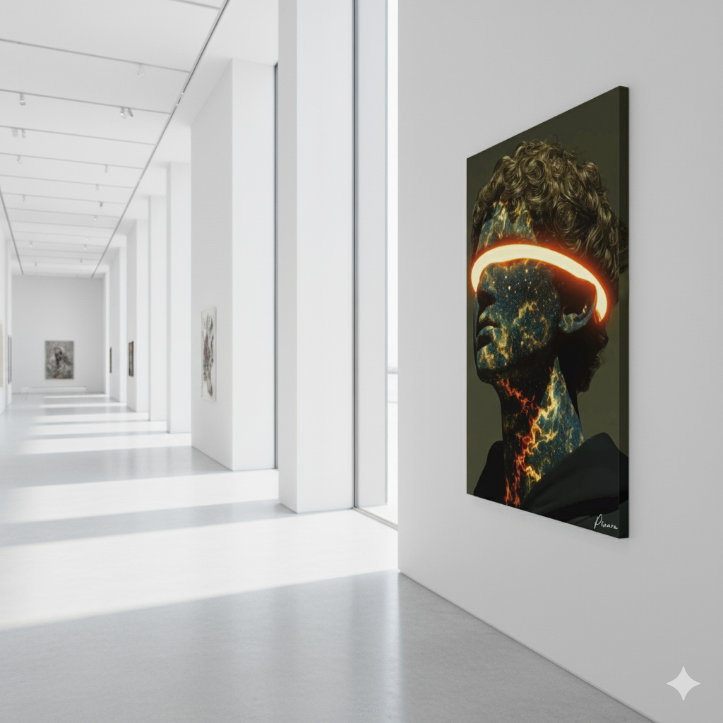 Toile Neon artistique – Le Porteur de Lumière