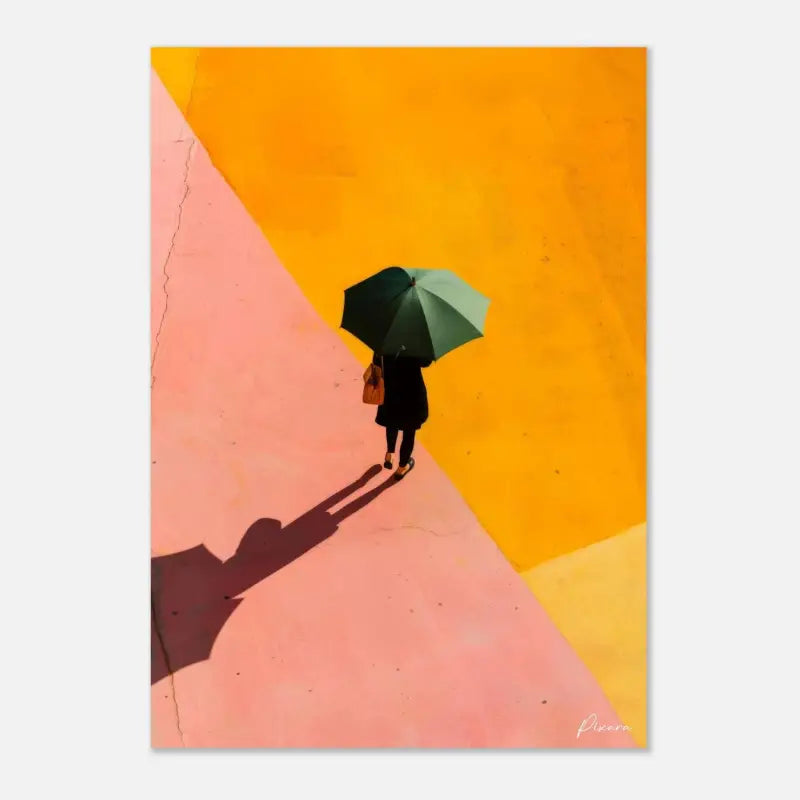 Un parapluie vert foncé avec une calotte classique, légèrement courbée.