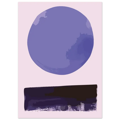 Impression d’art abstrait circulaire violet avec une bande horizontale violet foncé en dessous.