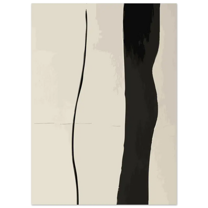 Pièce d’art abstrait noir et crème abstraite mettant en vedette des coups de pinceau audacieux et expressifs.