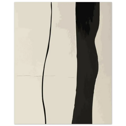 Peinture abstraite noire et crème abstraite avec des coups de pinceau verticaux audacieux.