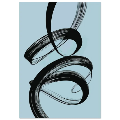 Art abstrait de trait de pinceau noir sur un fond bleu clair.