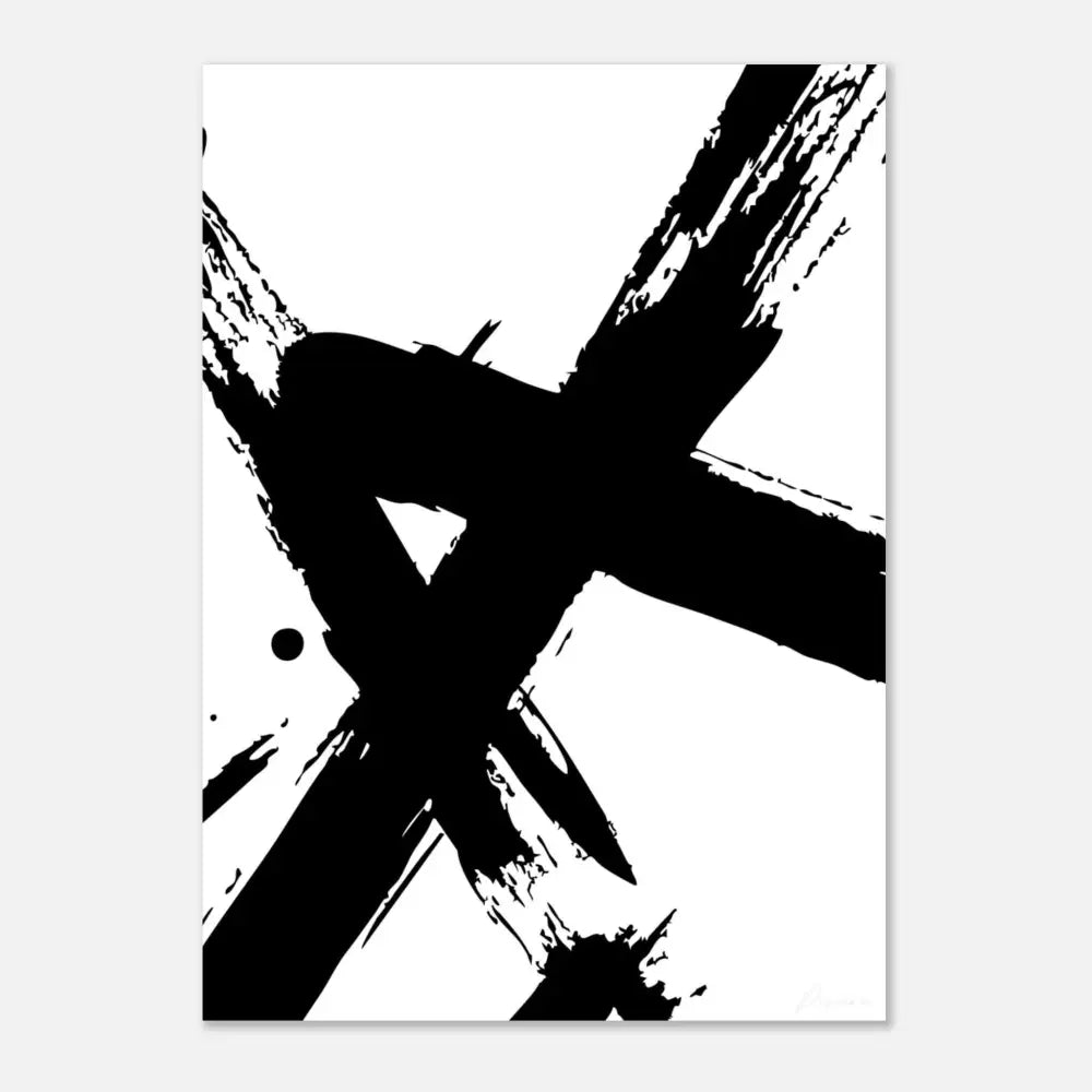 Art abstrait de trait de pinceau noir sur fond blanc.