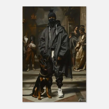 Veste à capuche noire avec cordons blancs et un logo Nike sur la jambe gauche, assortie à un pantalon noir assorti et des baskets blanches.