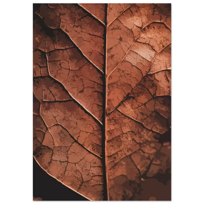 Une feuille séchée détaillée avec une teinte brun riche et des motifs de veines complexes.