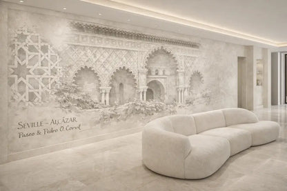 Alcázar de Séville — Fresque Panoramique Aquarelle Architectural