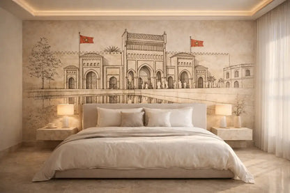 Papier Peint Panoramique Porte Monumentale Maroc Premium | Pixara