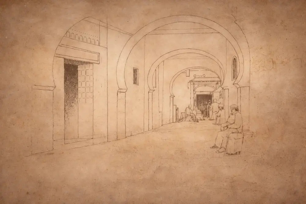 Papier Peint Panoramique Médina Noir & Blanc Premium | Pixara