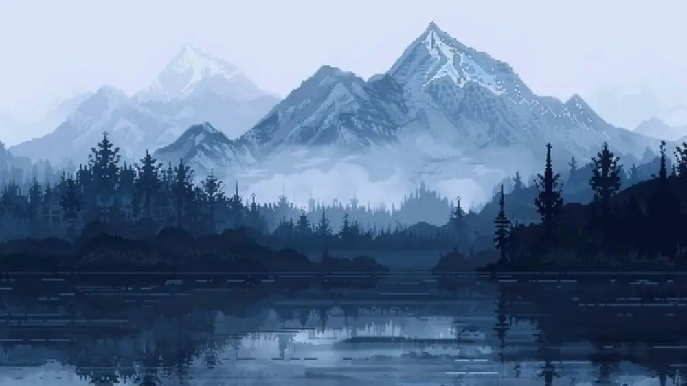 Lac Alpin Bleu Nuit — Fresque Panoramique Architecturales Premium