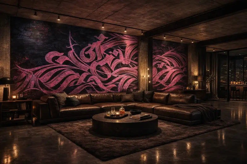 Mur d’Accent Néon Calligraphie – Neon Script | Pixara - papier peints