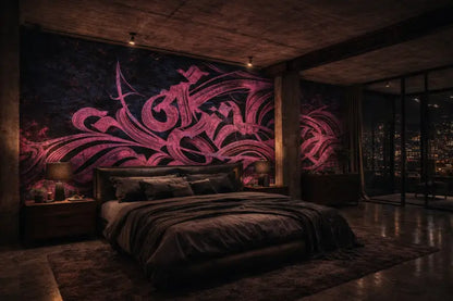 Mur d’Accent Néon Calligraphie – Neon Script | Pixara - papier peints