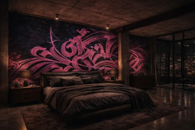 Mur d’Accent Néon Calligraphie – Neon Script | Pixara - papier peints