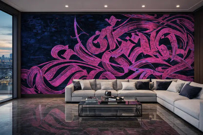 Mur d’Accent Néon Calligraphie – Neon Script | Pixara - Essential 150g/m² (à encoller) - papier peints