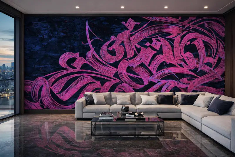 Mur d’Accent Néon Calligraphie – Neon Script | Pixara - Essential 150g/m² (à encoller) - papier peints