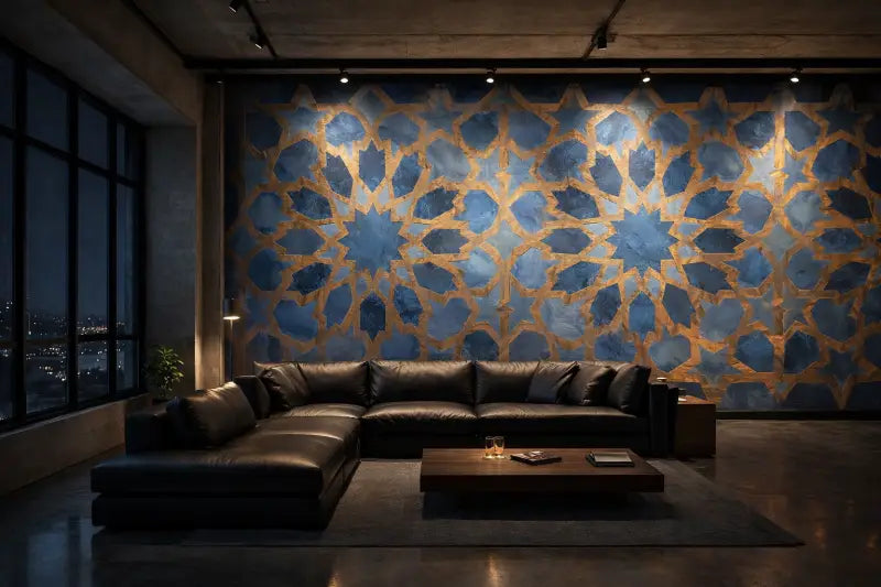 Mur d’Accent Zellige Méditerranéen – Blue Horizon | Pixara - Essential 150g/m² (à encoller) - papier peints