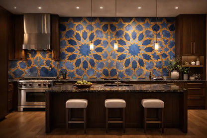 Mur d’Accent Zellige Méditerranéen – Blue Horizon | Pixara - papier peints