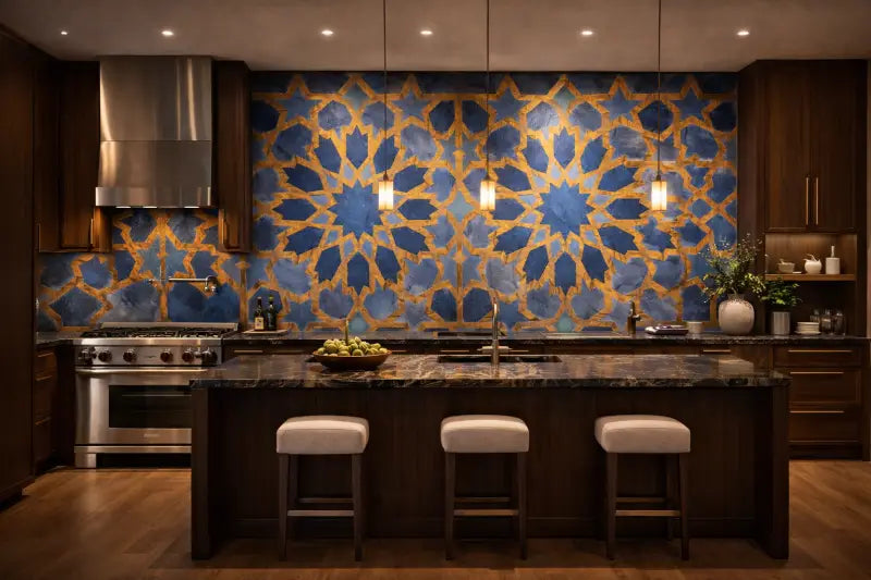 Mur d’Accent Zellige Méditerranéen – Blue Horizon | Pixara - papier peints