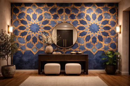 Mur d’Accent Zellige Méditerranéen – Blue Horizon | Pixara - papier peints