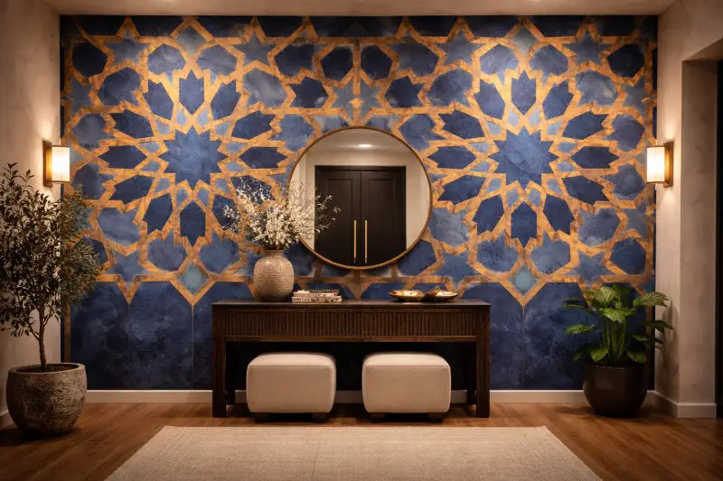 Mur d’Accent Zellige Méditerranéen – Blue Horizon | Pixara - papier peints