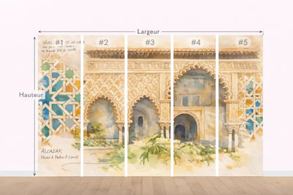 Papier Peint Panoramique Aquarelle Mudéjar | Mur d’Accent Artistique - PIXARA - papier peints