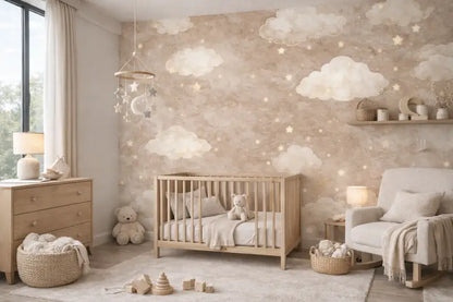 Papier Peint Panoramique Bébé: Ciel Étoilé Aquarelle | Pixara - papier peints