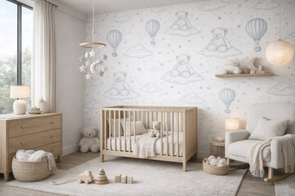 Papier Peint Panoramique Bébé: Oursons & Montgolfières - papier peints