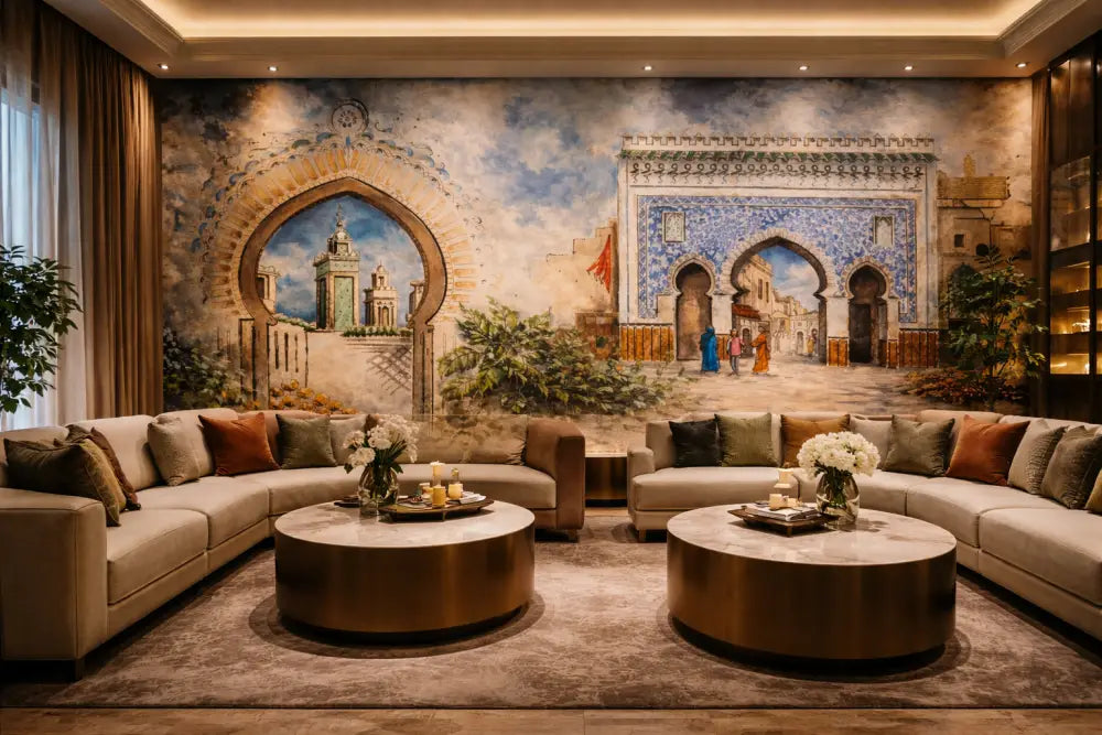 L’image présente deux tables basses à café élégantes et rondes avec une finition en bronze poli et des plateaux en marbre.